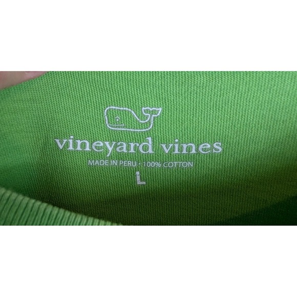 VTG Vineyard Vines Mens Long Sleeve Green Blue Whale Graphic Cotton Tee Prep Y2K - Picture 5 of 11